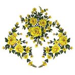 Sunbe Shine 1 set/3 parça 3D Çiçek İşlemeli Kumaş Yamalar Dantel Motif Aplike Süsleme El İşi DIY Bordado Dikiş Malzemeleri (sarı)