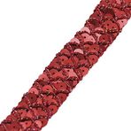 Sunbe Shine Boncuklu Payetli Metalik Dantel Kurdele Trim 3 Sıralı Kumaş Aplike Süslü Süsleme Dikiş Aksesuarları 5 yards (kırmızı)