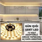 SUNBOX Şerit led Mutfak Dolabı Tezgah Üstü TV arkası Tam Set Adaptörlü Butonlu 5 Metre Günışığı - 3000K - Gün Işığı