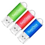 SunData SunData 3'lü Paket 32GB USB 2.0 Flash Sürücü Parmak Sürücüleri Bellek Çubuğu Atlama Sürücü Fermuar Sürücü, 3 Renk: Mavi Kırmızı Yeşil