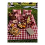 SUNDOKU HOME Pötikare Desenli Piknik Seti 2 Adet 40x40 cm Minder + 160X160 cm Piknik Örtüsü
