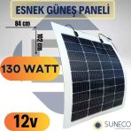 Suneco 130 Watt Yarı Esnek Güneş Paneli Half Cut Monokristal Solar Güneş Paneli Karavan Tekne