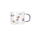 SUNESA Kahve Fincanı 400ml Fruit Pattern Glass Mug With Handle Transparent Breakfast Milk Oats Cup Office Home Couple Water Cups Kitchen Drinkware kahve kupası (Color : Grape)