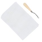SUNFECILI Ev Kendin Yap El Yapımı Tığ Halı Kilim Örme Örgü Aksesuarları Aletler, Halı Örme Ağ, Pratik Ev Tekstili Halı Kilim Ağ, Halı Örme Ağ, Dayanıklı Fiberglas (File kumaş 50cm + ahşap
