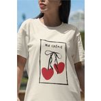 SUNFREE POPÜLER TREND MA CHERIE BASKILI KADIN OVERSIZE BİSİKLET YAKA TSHIRT