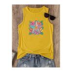 SUNFREE TROPİKAL DENİZ YILDIZI Baskılı Kolsuz Bisiklet Yaka Kadın Tshirt