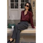 sunfyre KADIN Bordo Uzun Kollu Saten Gömlek SUN258