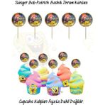 Sünger Bob Patrick Kare Şort Temalı Tema Uygun Ikram Kürdanı 10 Adet - 20 Adet - Renkli