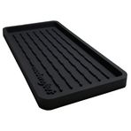 Sünger Tutucu ve Lavabo Düzenleyici - Mutfak Banyo Makyaj - Çok Amaçlı Silikon Tepsi - Kaymaz, Isıya Dayanıklı ve Bulaşık Makinesinde Yıkanabilir - 28 cm X 14 cm - Siyah