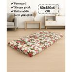 Sünger Yatak 80x180x6 Cm, Yer Yatağı, Balkon Yer Minderi,şantiye,karavan,deprem Yatağı-ingiliz Gülü