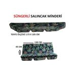 Süngerli Salıncak Minder Seti Tenteli Bahçe Minderi 2 Kişilik Süngerli Yeşil Yaprak Yeşil - Mavi