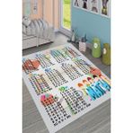 Süngersan Yıkanabilir Kaymaz Taban Eğitici Çarpım Tablolu Çocuk Halısı Oyun Halısı - 60 x 100 cm - Füme