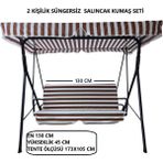 Süngersiz Tenteli Salıncak Kumaş Seti 2 Kişilik Süngersiz Kahve-Beyaz 130X45 - Beyaz - Kahverengi