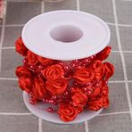 SUNGOOYUE Gül Yapay Inci Tel Boncuk Garland Dize DIY Düğün Dekorasyon Gelin saç aksesuarları Bebek duş (kırmızı)