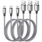 SUNGUY Mikro USB Kablosu 3FT [3'lü Paket], 18W Örgülü USB 2.0 Mikro Hızlı Şarj ve Veri Senkronizasyon Kablosu Samsung Galaxy S6 S7 Edge, Tab 4, Note 5, Kindle ile Uyumlu