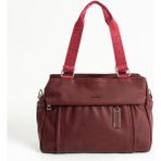 Suni Deri Kadın Omuz Çantası 33*23 cm Çapraz Askılı Postacı Çanta Çok Cepli Vegan Deri Kol Çantası - 33 x 23 cm - Bordo