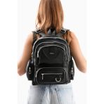 Suni Deri Kadın Sırt Çantası 38*28 cm Mega Bag Günlük Kullanıma Uygun Çok Cepli Içi Astarlı - 38 x 28 cm - Siyah
