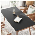 Suni Deri Masa Örtüsü Dikdörtgen, Silinebilir, Su Geçirmez ve Yağ Geçirmez, Isıya Dayanıklı ve Sehpa Koruyucu Mat (70x130 CM, Siyah) - Şık ve Dayanıklı Kılıf