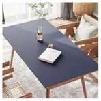 Suni Deri Masa Örtüsü - Su Geçirmez, Silinebilir, Dikdörtgen Vinil Koruyucu, ing & Sehpalar için, Isıya Dayanıklı, Yağ Geçirmez, 80x120 cm, Koyu Mavi