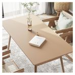 Suni Deri Masa Örtüsü - Su Geçirmez Silinebilir ve Yağa Dayanıklı Dikdörtgen Vinil Koruyucu - Isıya Dayanıklı Yemek ve Sehpa Matı (80 x 80 cm Haki)