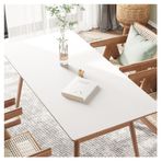 Suni Deri Masa Örtüsü - Su Geçirmez, Silinebilir, Yağa Dayanıklı Dikdörtgen Vinil Kapak, ing & Sehpalar için Isıya Dayanıklı Koruyucu (70 × 120 cm, Beyaz)