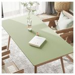 Suni Deri Masa Örtüsü - Yemek ve Sehpalar için Su Geçirmez ve Silinebilir Vinil Koruyucu Isıya Dayanıklı Gömme Dikdörtgen Masa Örtüsü (Açık Yeşil 40 x 100 cm)