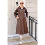 Suni Deri Trençkot Kahverengi HM2278 - 38 - Kahve Rengi