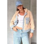 Suni Yünlü Denim Detaylı Ceket