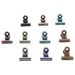 Sunicon Boğa Menteşe Klipleri, 10 PCS Renkli Toz Geçirmez Paslanmaz Elektroliz Metal Ataşlar Bulldog Klipler Resim El Sanatları Ofis Ev Gereçleri için Küçük Asılı Kağıt Kelepçeleri (XS)