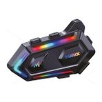 Sunix Ipx6 Su Geçirmez 1000 Mah Rgb LED Efektli Intercom Motosiklet Kask Kulaklığı NTR-102 - Siyah