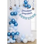 Sünnetimize Hoşgeldiniz Banner, Maşallah Banner, Nazar Boncuğu Tavan Süs Ve Balon Zincir Set Mavi