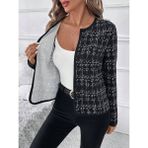 Sun&north Kadın Uzun Kollu Önü Açık Şanel Kısa Hırka - L - XL - Siyah