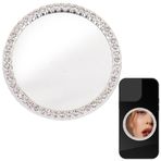SUNNYCLUE 1 kutu 2 adet ayna telefon Charm parlak elmas elmas düz yuvarlak akıllı telefon çıkartması gümüş cam makyaj aynası Sticker telefon kılıfı arka aksesuarları açık yapışkan makyaj Selfie'ler