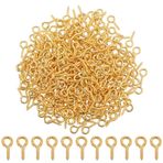 SUNNYCLUE 1 kutu, 600 altın halkalı vida, mini halkalı pim, büyük paket, 10 mm, metal, demir, kendinden kesen, dişli, inci kolye ucu, halkalar, küçük vidalar, takı yapmak için