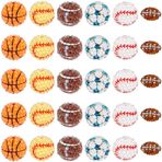 SUNNYCLUE 18 adet 6 tarz spor suni elmas boncuk 20 mm disko topu ton kolye ucu reçine yuvarlak basketbol futbol beyzbol rugby sakız tıknaz inci kalem takı üretimi bileklik anahtarlık
