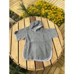 Sunof Baby Müslin Çoban Dikişli Kapşonlu Bebek Panço / Bornoz - %100 Pamuk 4 Katlı - Gri - 1 - 2 Yaş