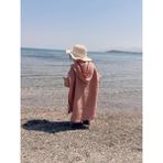 SUNOFBABY Müslin Çoban Dikişli Kapşonlu Bebek Panço / Bornoz - %100 Pamuk 4 Katlı - Açık Turuncu - 3 - 4 Yaş