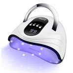 Sunrich UV jel tırnak lambası, 120 W LED tırnak lambası, hızlı tırnak kurutucu, jel cilası için, 4 zamanlayıcılı, taşınabilir saplı, geniş alanlı, otomatik sensör (beyaz)