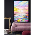 Sunset Soyut El Yapımı Yağlı Boya Tablo 75x103cm