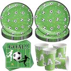 Sunshine smile 50 adet futbol parti dekorasyonu parti tabak seti, futbol parti tabak seti, futbol tabağı ve bardak seti, futbol parti takımı, 10 misafir için, parti sofra takımı, futbol çocuk doğum günü