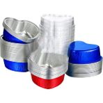Sunshinee 100 Takım Alüminyum Folyo Kek Tava Kalp Şeklinde Cupcake Kapaklı Bardak 100 Ml/3.4 Ons Tek Kullanımlık Kalp Mini Bakeware Tavalar (Yurt Dışından) - Kalıp - Mavi