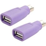 Sunshinee 2x Ps2 - USB Konektörü, Bilgisayar Faresi ve Klavye Mini Adaptörü, Fare ve Klavye Dönüştürücü (Yurt Dışından) - Mor
