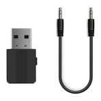 Sunshinee 5.0 Kablosuz Bluetooth Ses Alıcı Verici USB 2'si 1 Arada Eller Serbest Çağrı Müzik Ses Adaptörü Araba ve Tv Hoparlörleriyle Uyumlu (Yurt Dışından) - Siyah