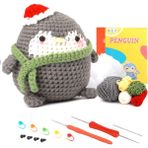 Sunshinee Örgü Ipliği Iğneleri ile Dıy Penguen Tığ Seti Peluş Bebek Kolay (Gri) (Yurt Dışından)