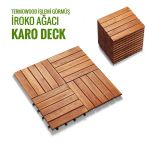 Sunsoe İroko Ağacı Balkon Karo Deck 30x30 cm 10 Adet Bahçe Ahşap Yer Döşemesi