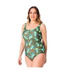 Sunsurf Büyük Beden Desenli Haki Mayo 50 - 52 - 54 - 56 Beden Haki 44