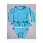 Sunsurf TYC00815848119 Uzun Kol Kız Bebek Mayosu/tankini Puantiye Mavi