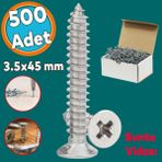 Sunta Vidasi 3.5X45 Mm Paket 500 Adet Sivri Uclu Ahsap Tahta Agac Mobilya Ayak Kulp Vidasi