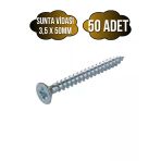 Sunta Vidası 3,5X50mm Çinko Ahşap Mdf Montaj Vidası(3,5X50mm) 50 Adet