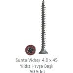 Sunta Vidası 4,0 x 45 mm 50 Adet Yhb Vida